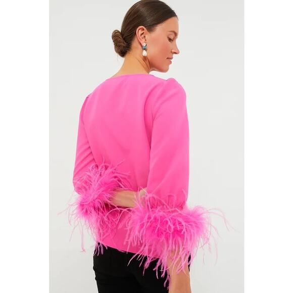 TUCKERNUCK Hot Pink Feather Easton Blouse M - NWT - Picture 2 of 5